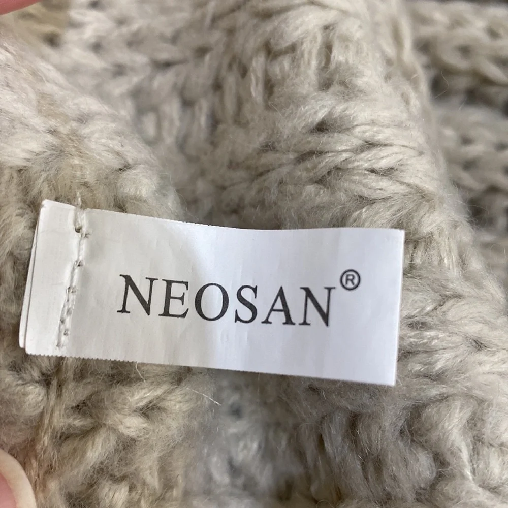 Neosan Bone Colored Ribbed Knit Snood Infinity Scarf